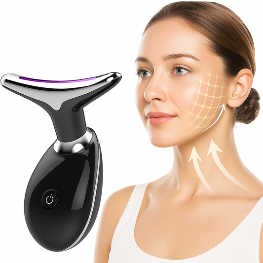 جهاز تدليك الوجه، 3 أوضاع EMS على طريقة غوا شا، و7 ألوان للعلاج بترددات الراديو، مع تسخين 45 درجة لتنظيف الوجه، جهاز لشدّ الذقن المزدوج وغوا شا كهربائي لاسلكي