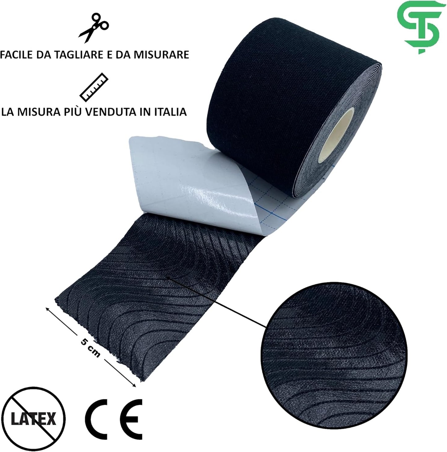 شريط كينيسولوجي علاجي ورياضي لتخفيف الألم ودعم العضلات – 5m × 5cm