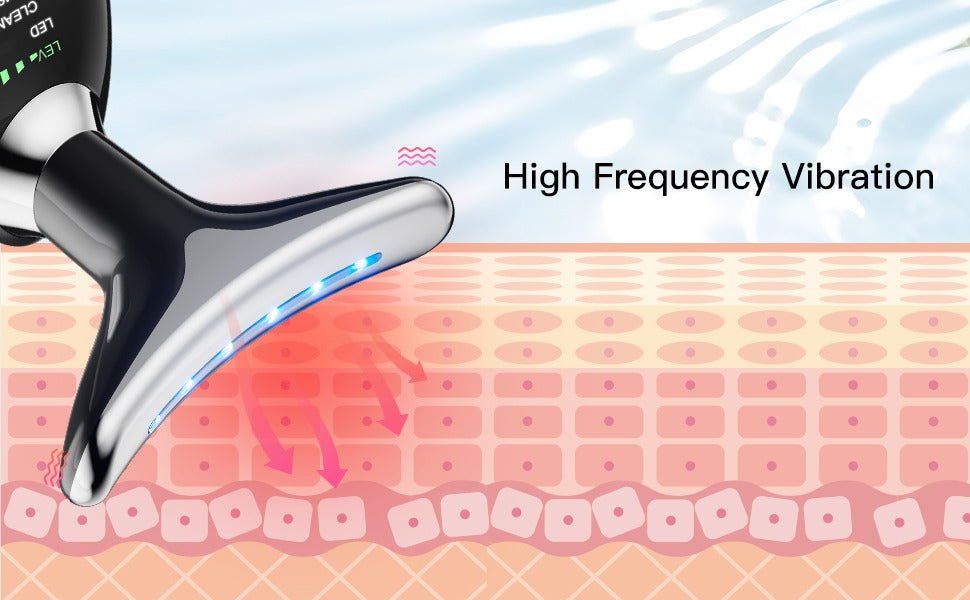 جهاز تدليك الوجه، 3 أوضاع EMS على طريقة غوا شا، و7 ألوان للعلاج بترددات الراديو، مع تسخين 45 درجة لتنظيف الوجه، جهاز لشدّ الذقن المزدوج وغوا شا كهربائي لاسلكي